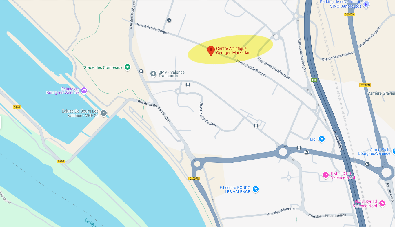 Plan de Google map pour l'accès au Centre Artistique Georges Markarian